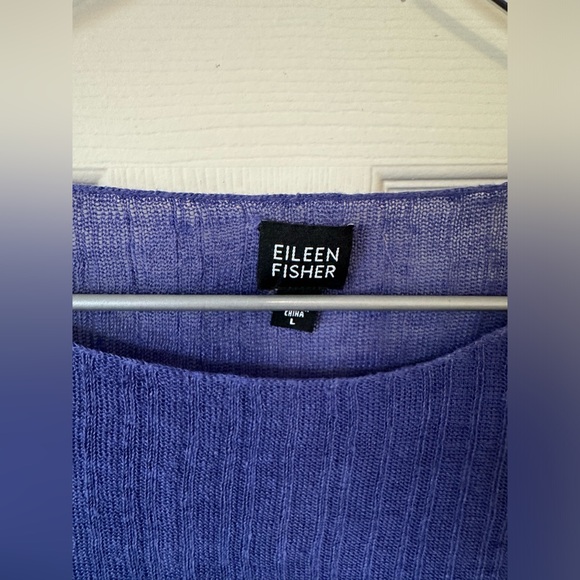 EILEEN FISHER DARK PURPLE Women's Linen Top. - Picture 3 of 10